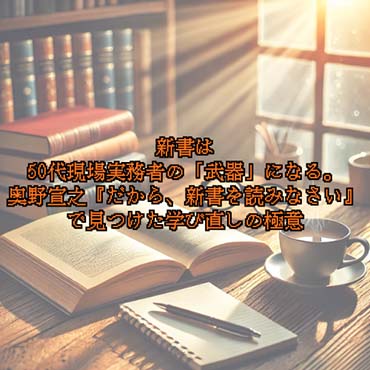 【仕事】新書は50代現場実務者の「武器」になる。奥野宣之『だから、新書を読みなさい』で見つけた学び直しの極意【自己啓発】